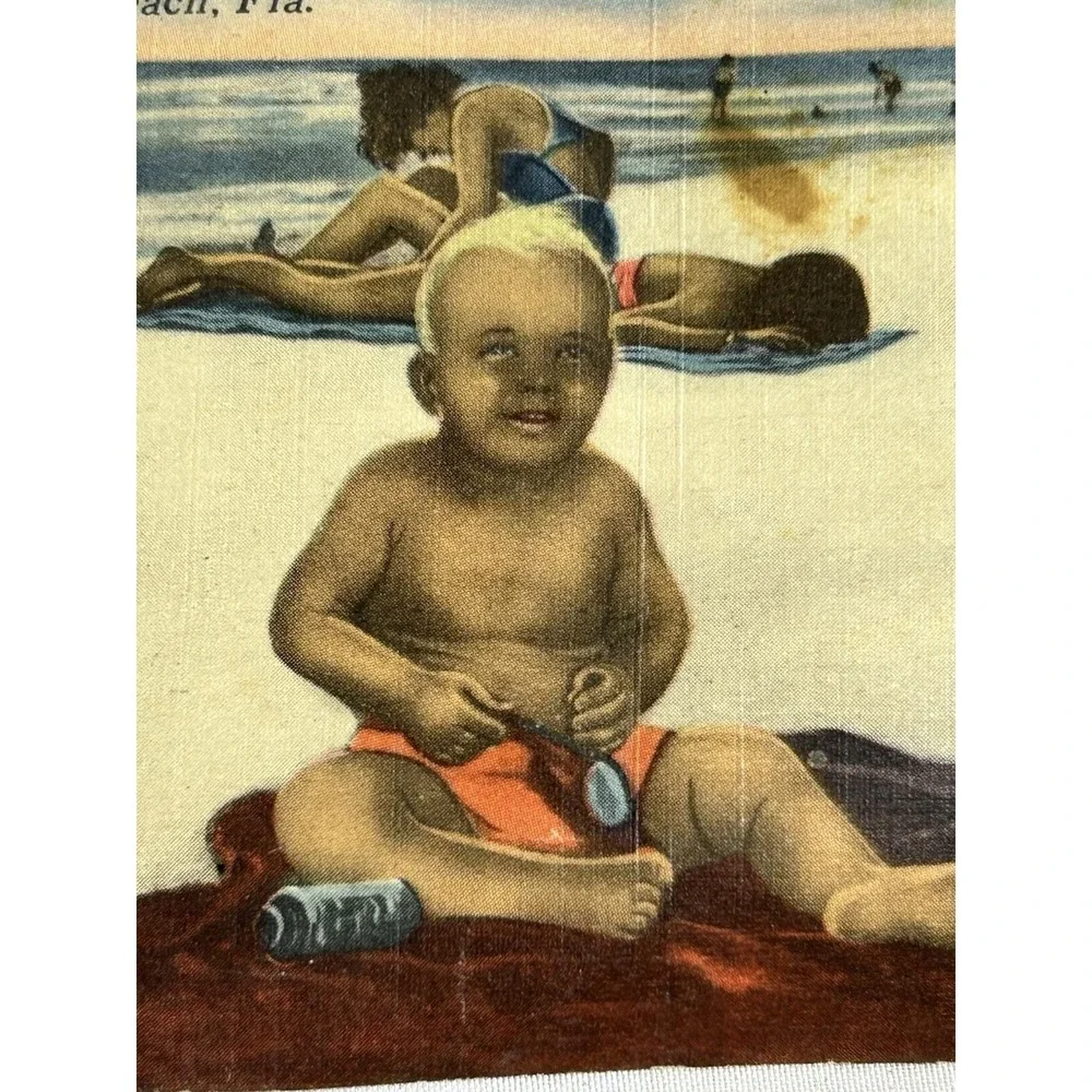 Vintage Panama City Beach Florida Junior Lifeguard Long Beach Resort Postcard 2c